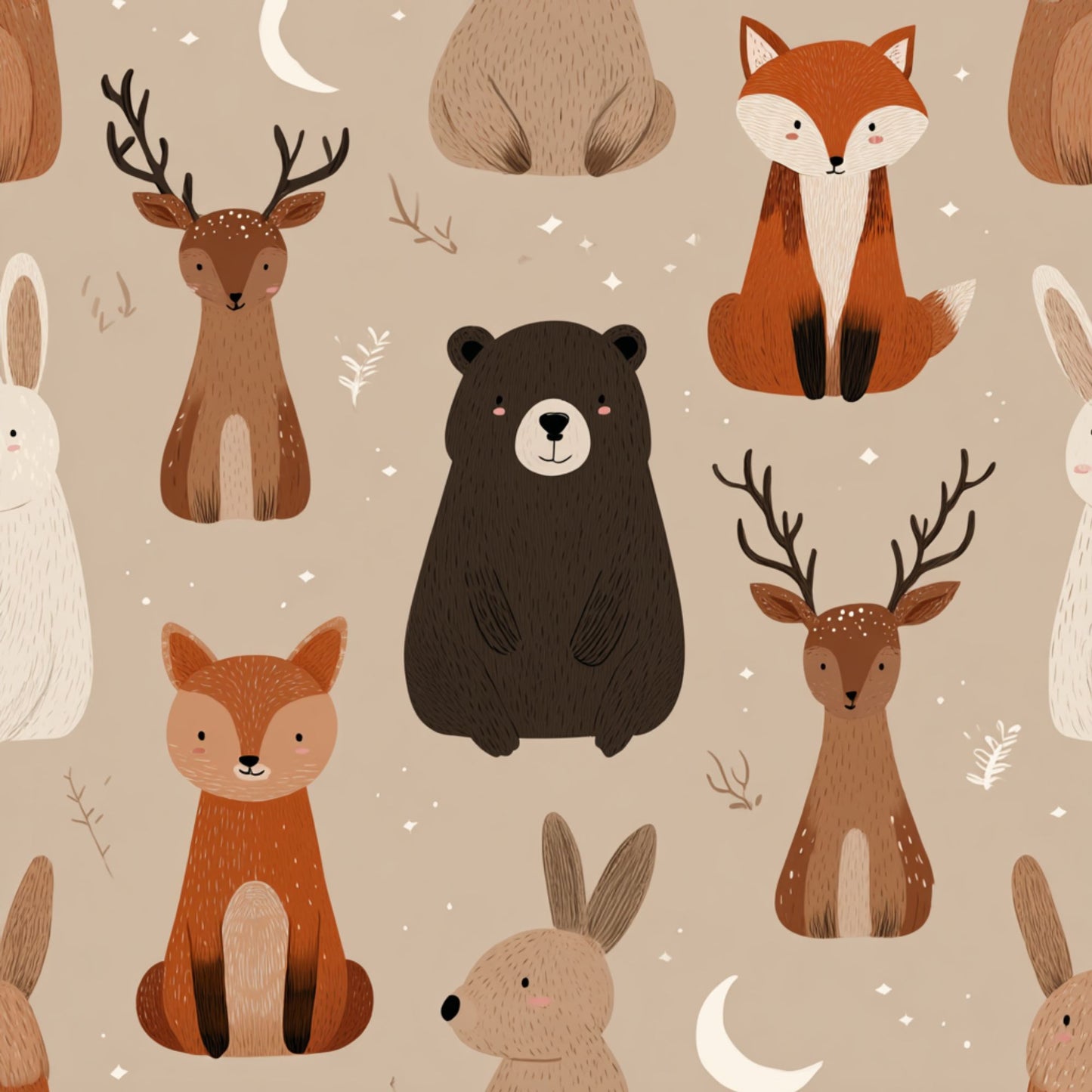 Tote Bag Shopping "ANIMAUX DE LA FORÊT"