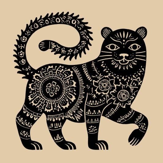 Tote Bag Bio "BLACK CHINESE TIGER" - Beige - French Bazar - 5586243_10458