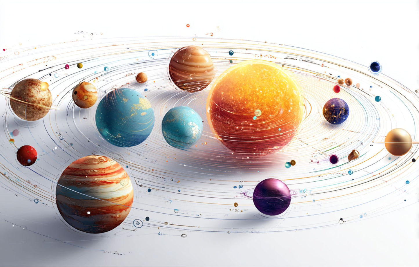 Bouteille isotherme XL avec paille "SYSTÈME SOLAIRE" - 950ml