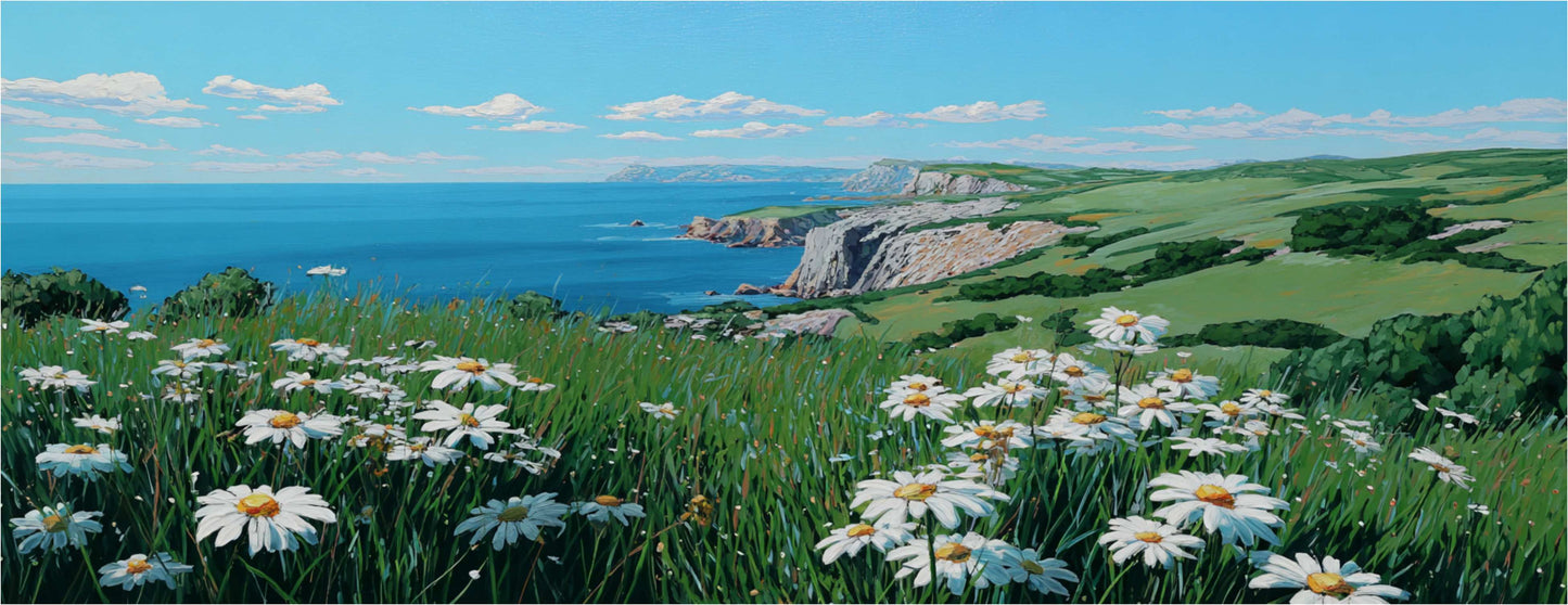 Mug Design "FALAISES SUR MER" - Blanc / Bleu, Jaune ou Noir