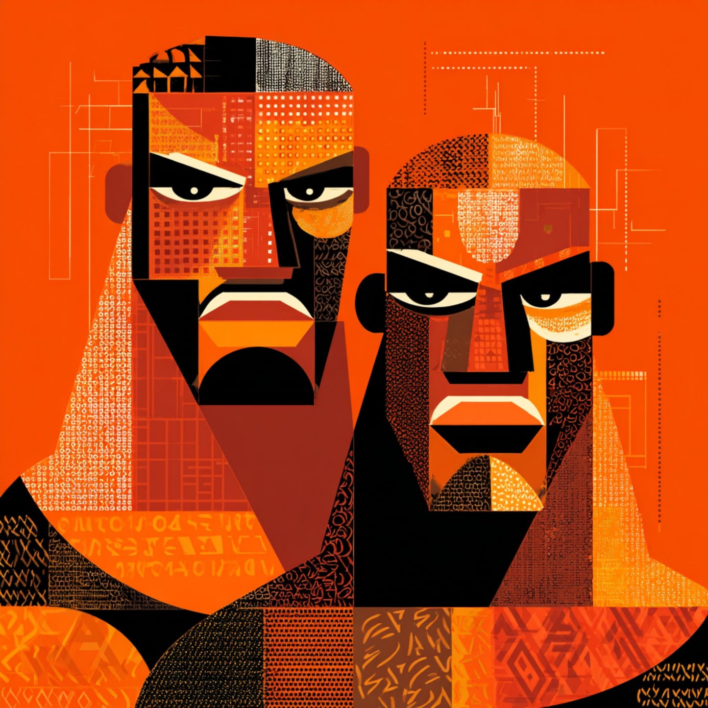 Grand Tote Bag Bio "TWO MEN IN ORANGE" - Noir