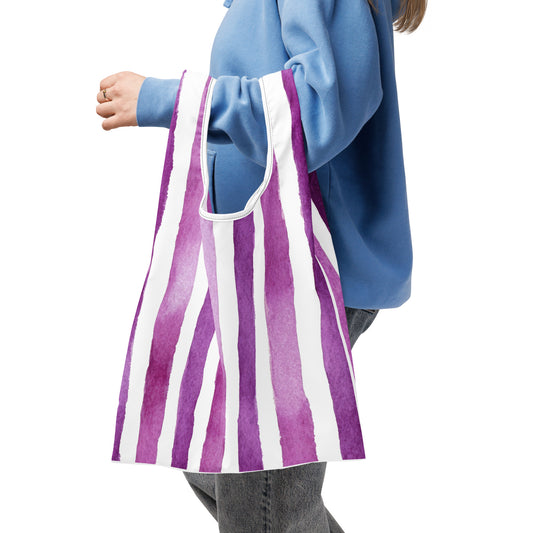 Sac Shopping Léger "RAYURES VIOLETTES" - French Bazar - 1303068_22801