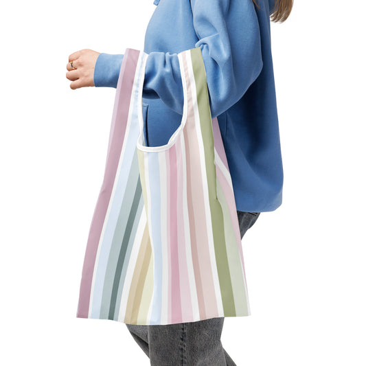 Sac Shopping Léger "RAYURES PASTEL"