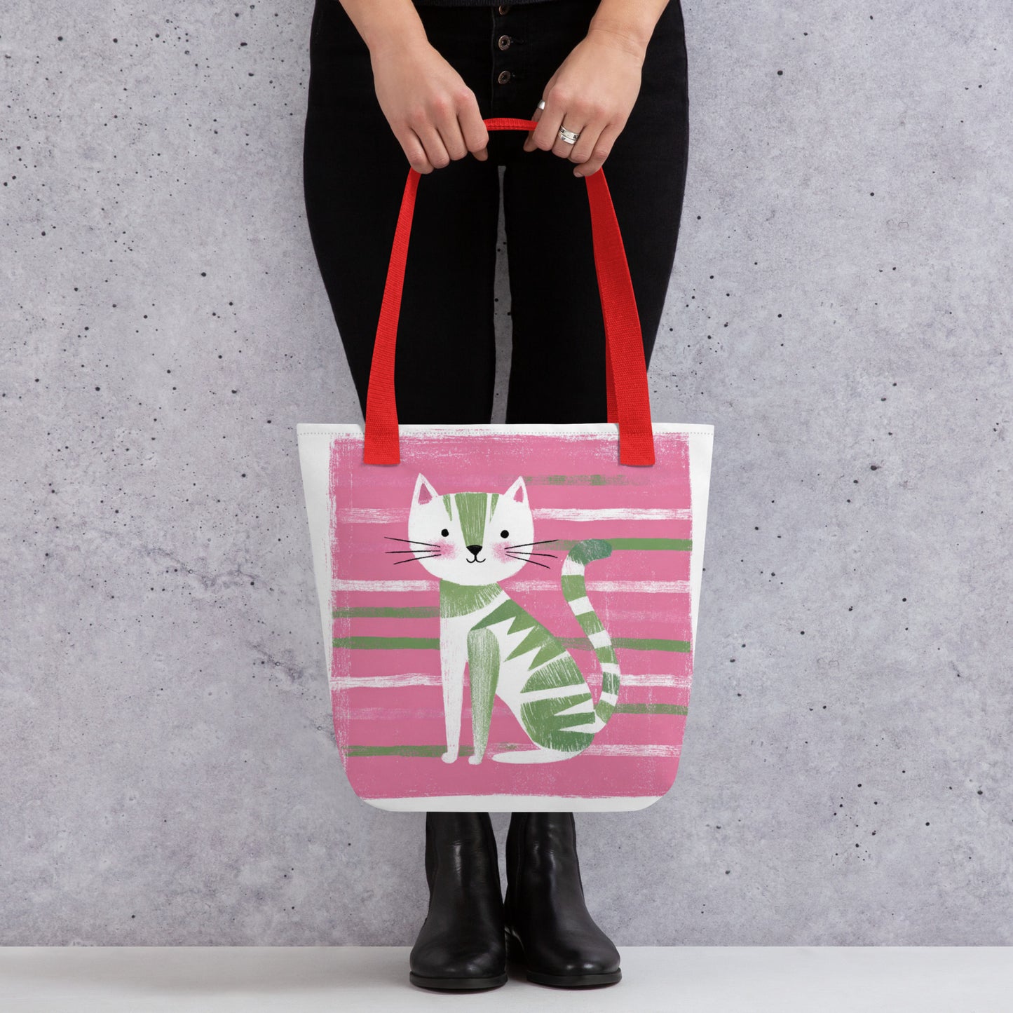 Tote Bag Shopping "GREEN CAT"