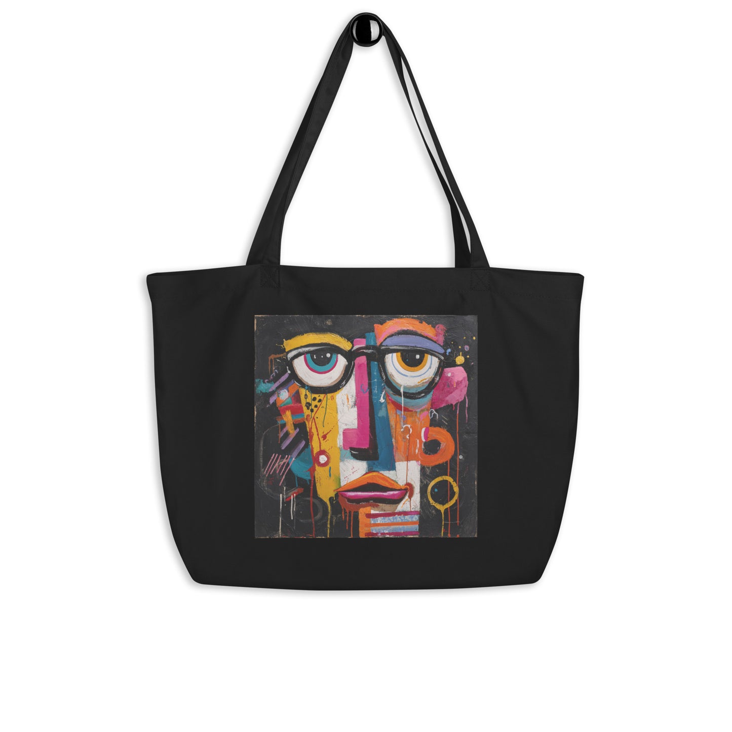 Grand Tote Bag Bio "FACE" - Noir