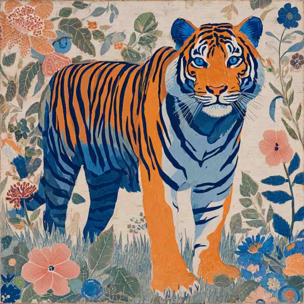 Tote Bag Shopping "BLUE TIGER"