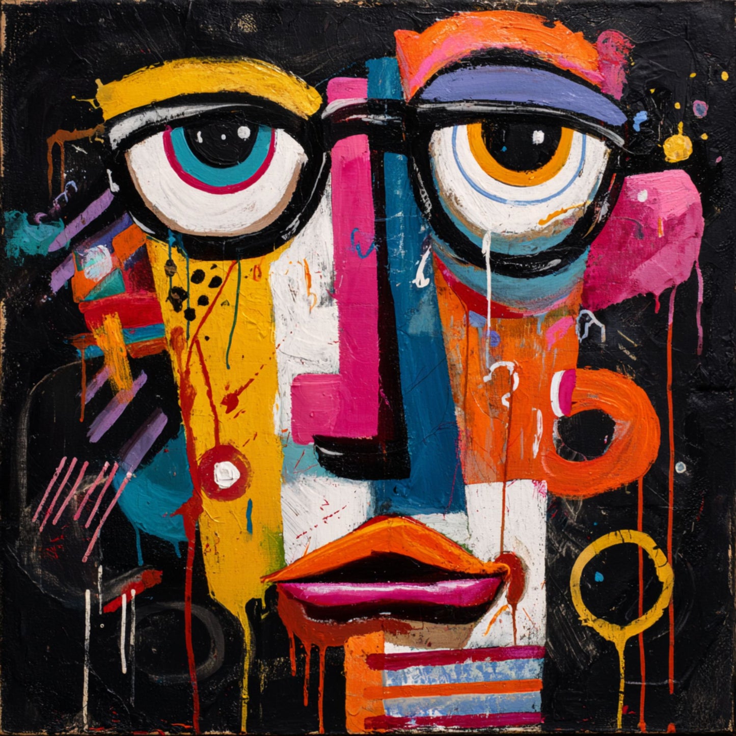 Grand Tote Bag Bio "FACE" - Noir