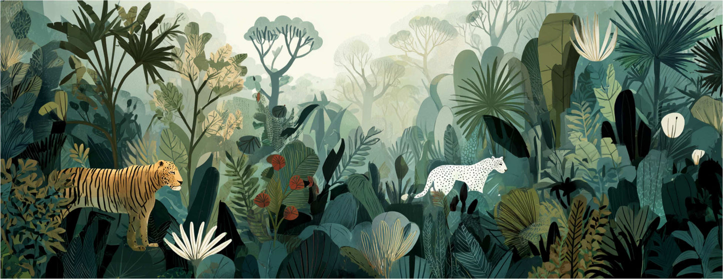 Mug Tendance "FÉLINS DANS LA JUNGLE" - Blanc