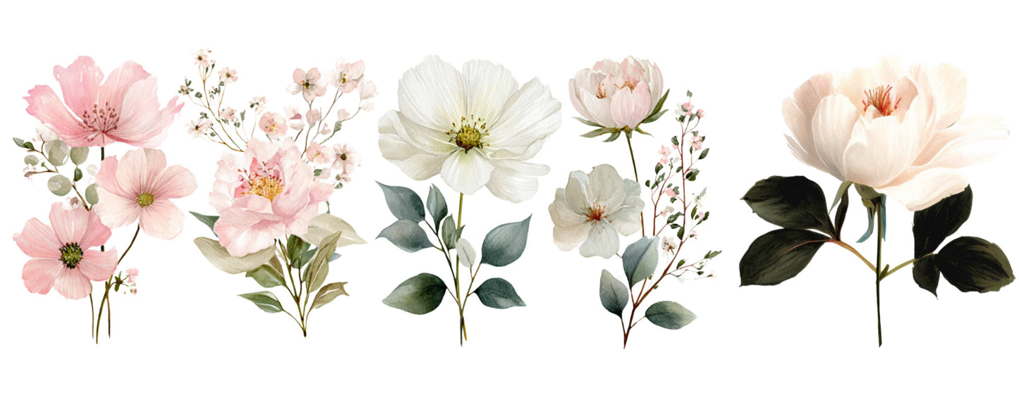 Mug Floral "FLEURS PASTEL" - Blanc / Rose, Noir ou Jaune