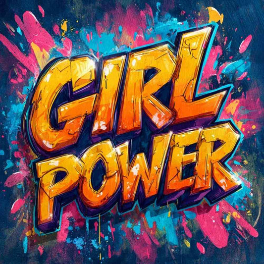 Grand Tote Bag Bio "GIRL POWER GRAFFITI" - Noir