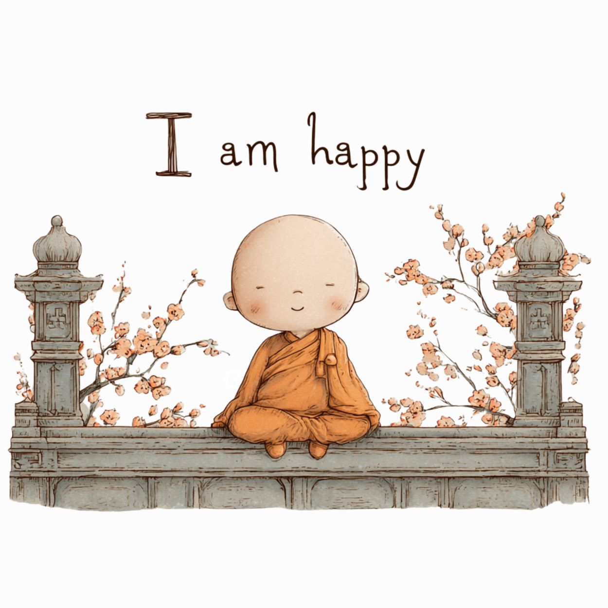 Bouteille isotherme "I AM HAPPY" - 500ml - Blanc