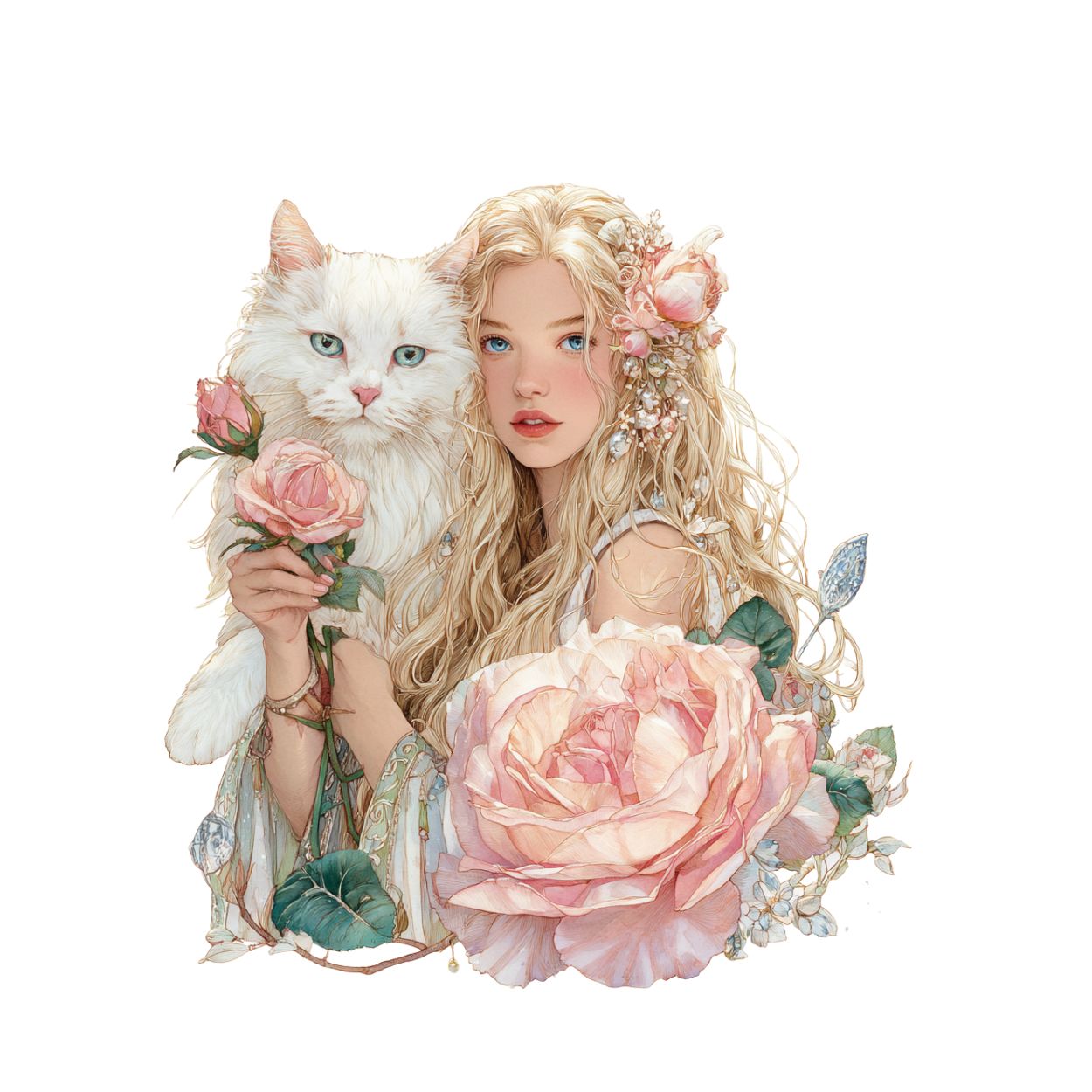 Tote Bag Shopping "JEUNE FILLE AU CHAT" - French Bazar - 9929426_4533