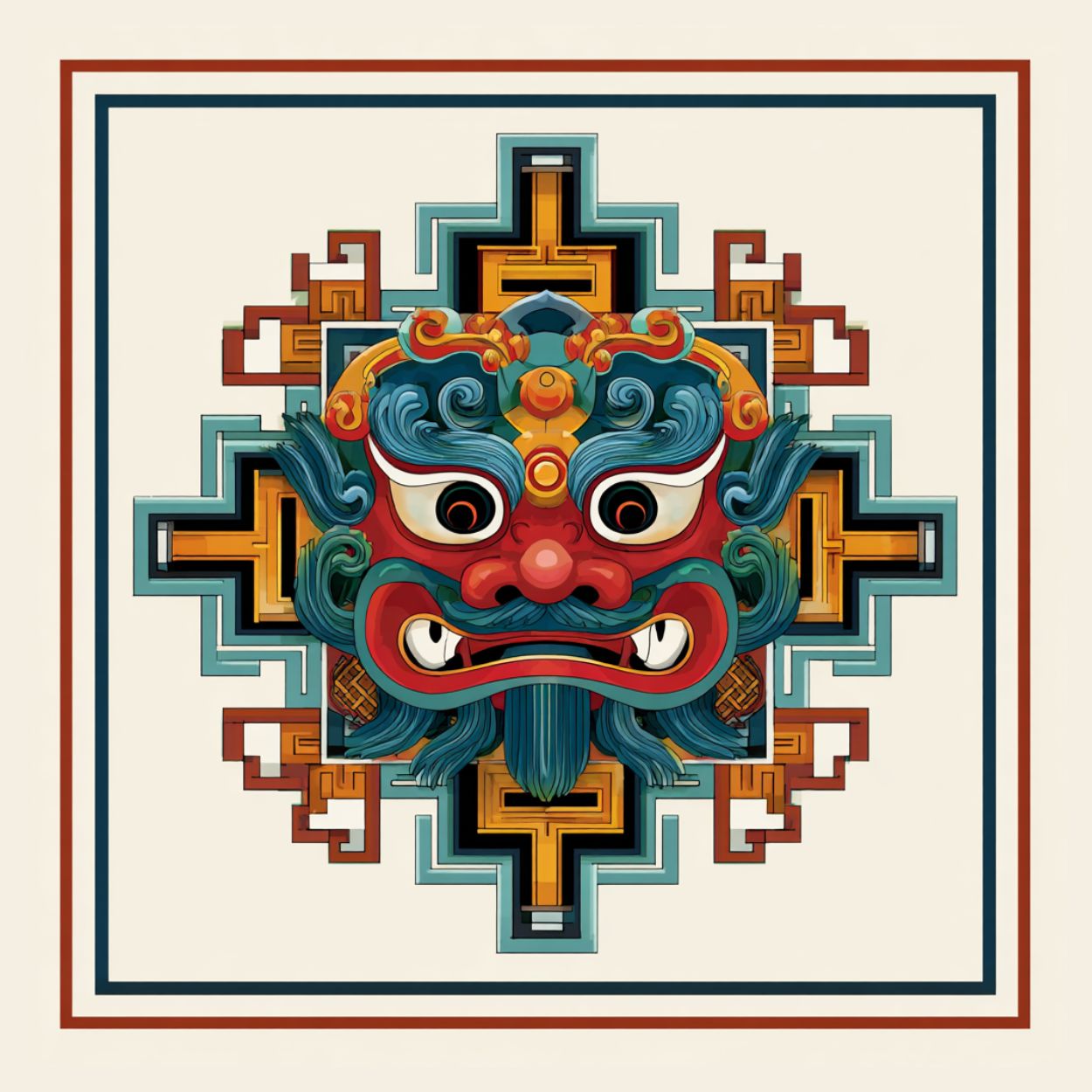 Tote Bag Shopping "MASQUE CHINOIS" - French Bazar - 4425824_4533