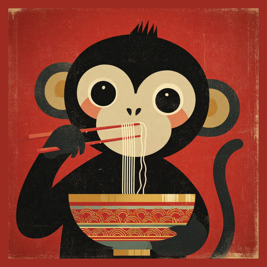 Tote Bag Shopping "MONKEY EATING NODDLES" - French Bazar - 9996429_4533
