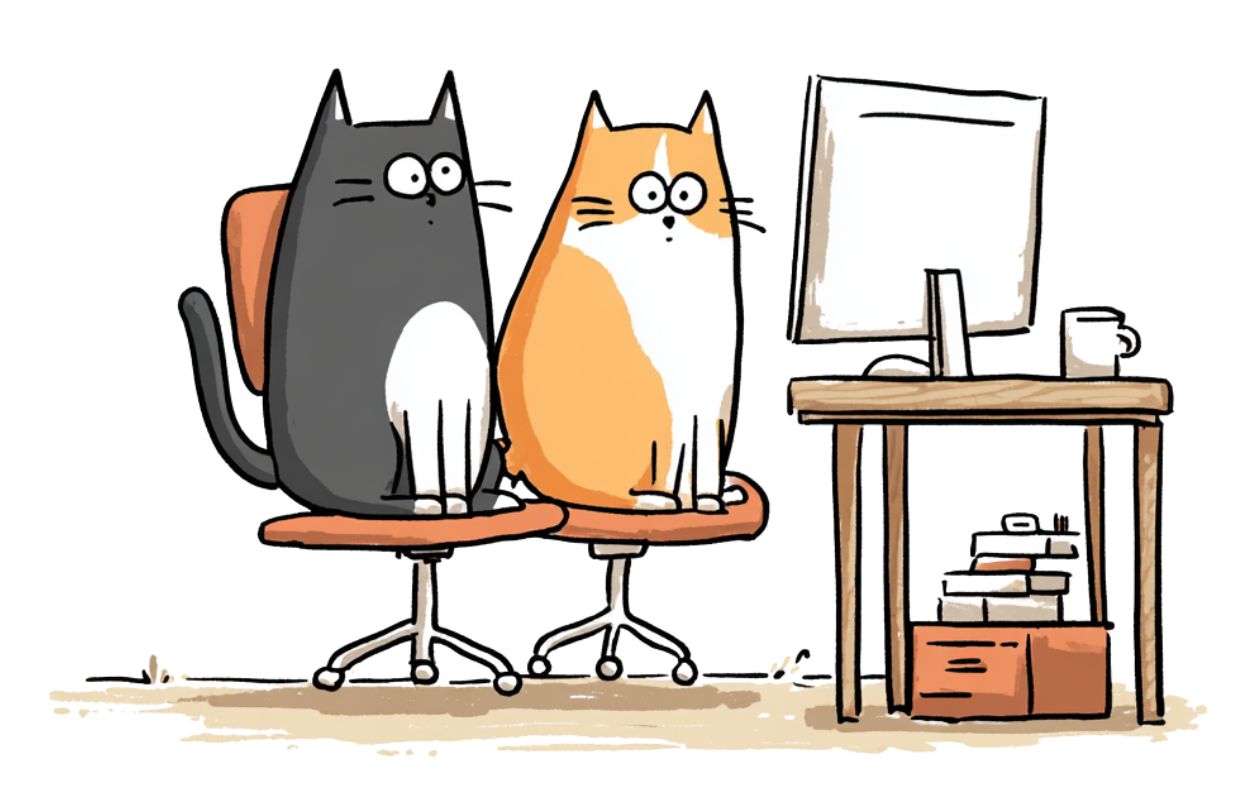 Bouteille isotherme "OFFICE CATS" - 500ml - Blanc