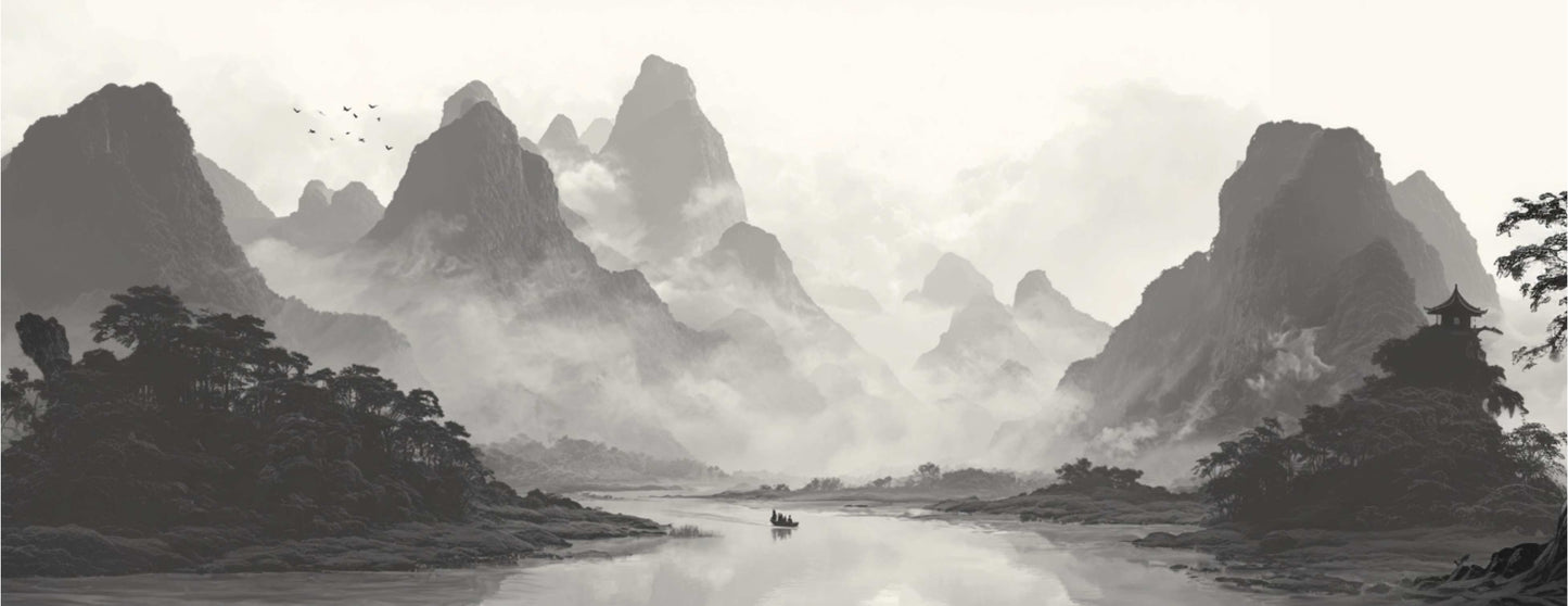 Mug Design "PAYSAGE ASIATIQUE" - Blanc