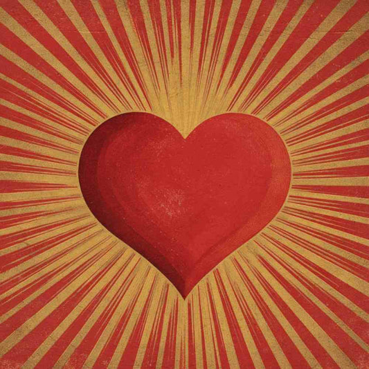 Tote Bag Shopping "RED AND GOLD HEART"