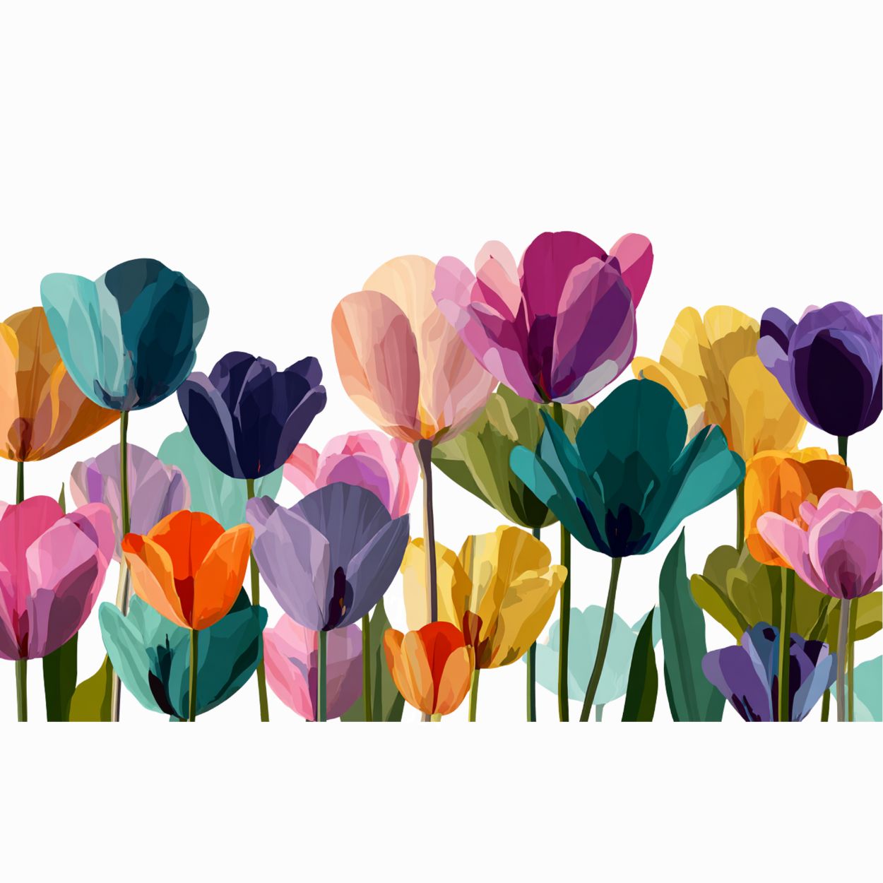 Bouteille isotherme "SPRING TULIPS" - 500ml - Noir ou Blanc