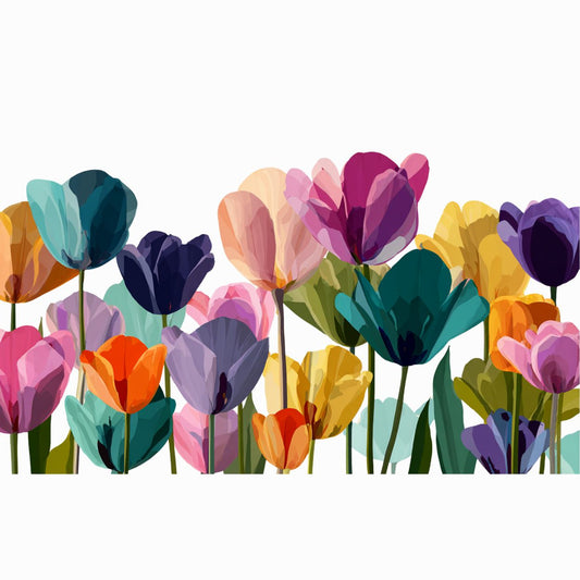 Bouteille isotherme "SPRING TULIPS" - 500ml - Noir ou Blanc