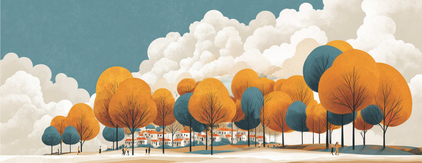 Mug Décoré "VILLAGE" - Blanc