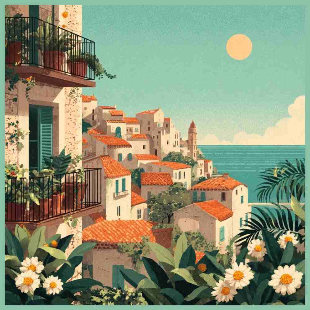 Tote Bag Shopping "VILLAGE MÉDITERRANÉEN"