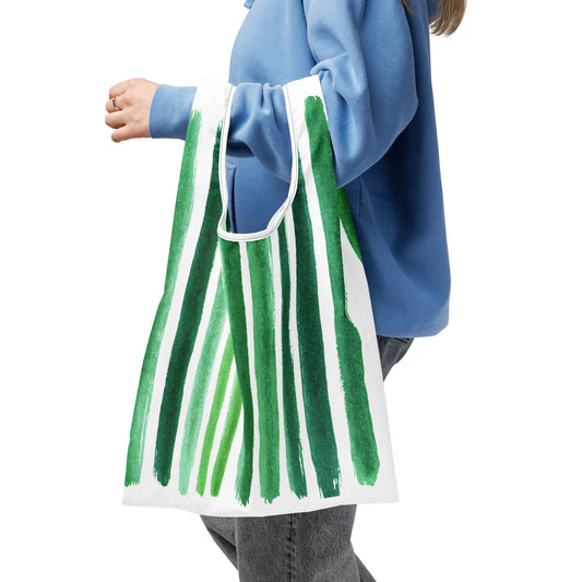 Sac Shopping Léger "RAYURES VERTES" - French Bazar - 3090373_22801