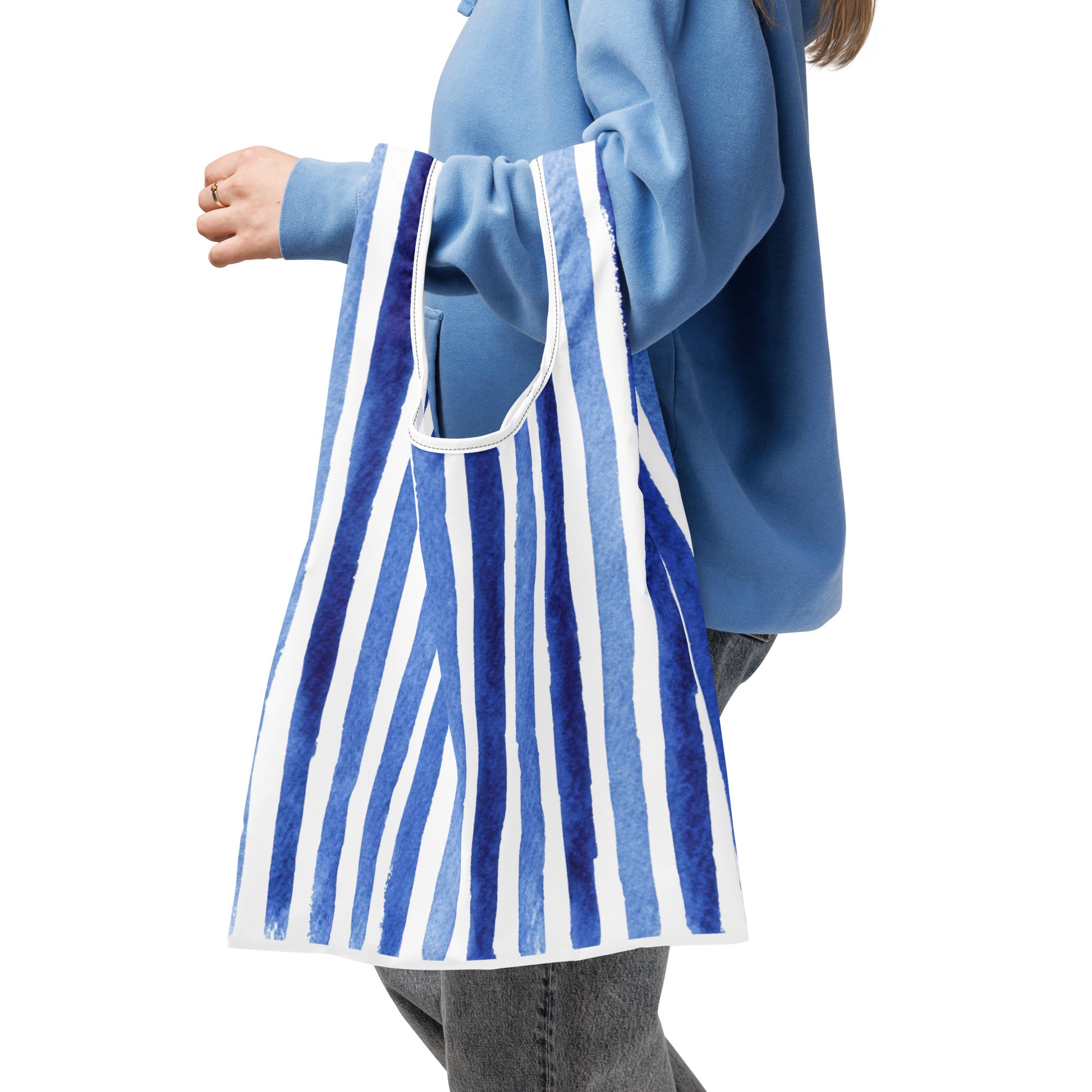 Sac Shopping Léger "RAYURES BLEUES" - French Bazar - 5265579_22801