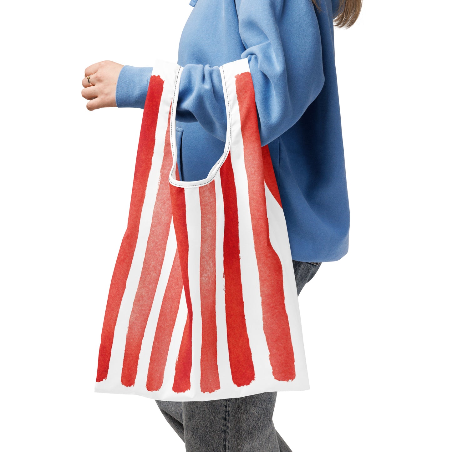 Sac Shopping Léger "RAYURES ROUGES" - French Bazar - 4530770_22801