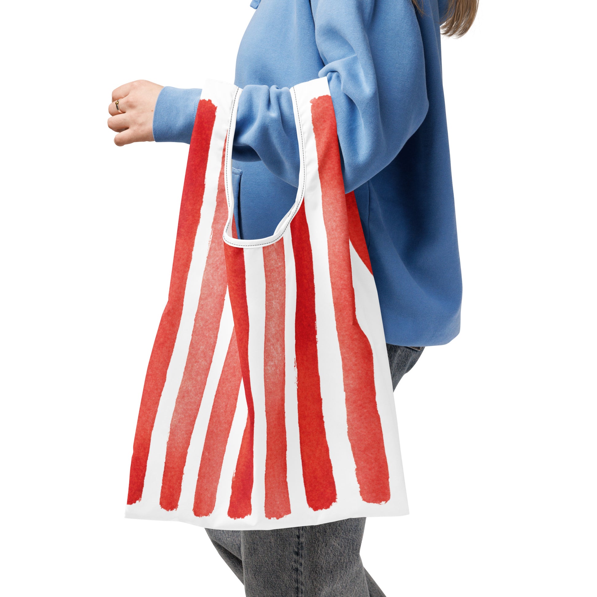 Sac Shopping Léger "RAYURES ROUGES" - French Bazar - 4530770_22801