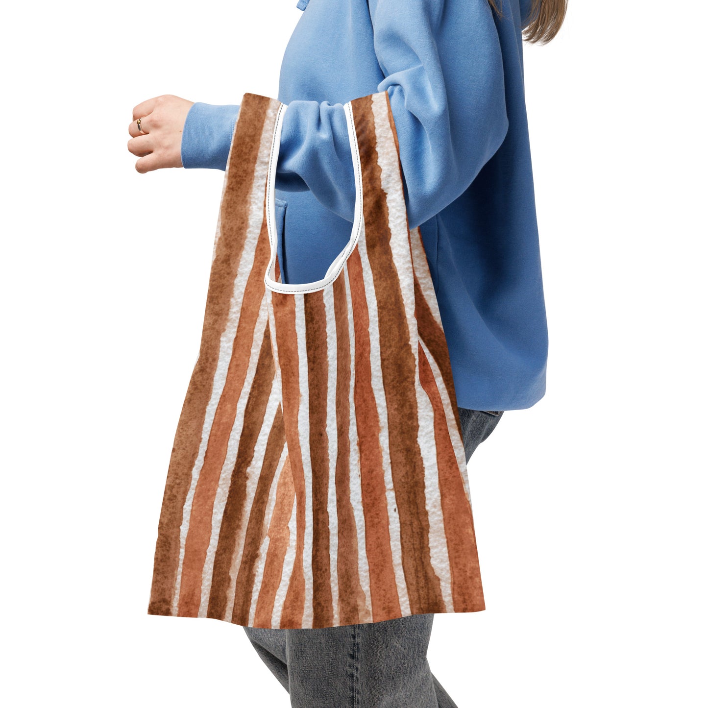 Sac Shopping Léger "RAYURES BRUNES" - French Bazar - 1253161_22801