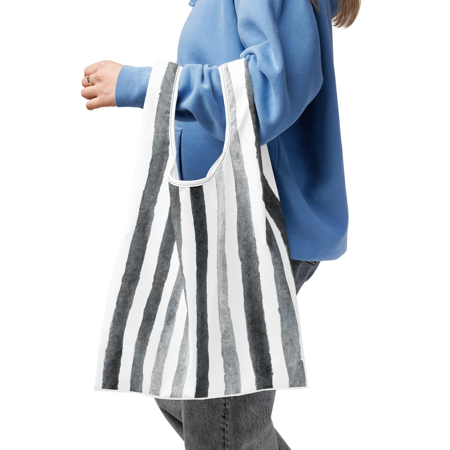 Sac Shopping Léger "RAYURES GRISES" - French Bazar - 2023872_22801