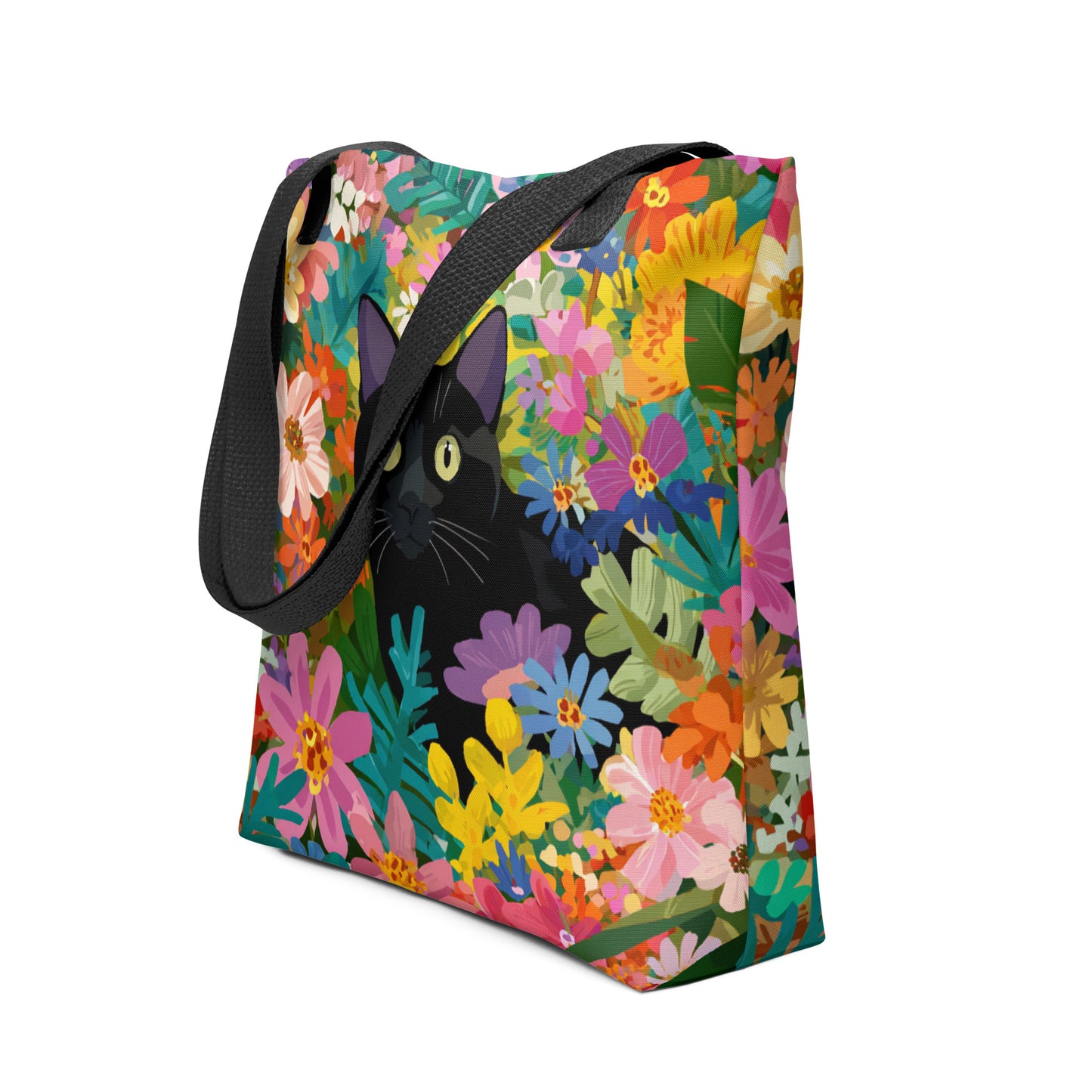 Tote Bag Shopping "FLOWER BLACK CAT" - French Bazar - 6545477_4533