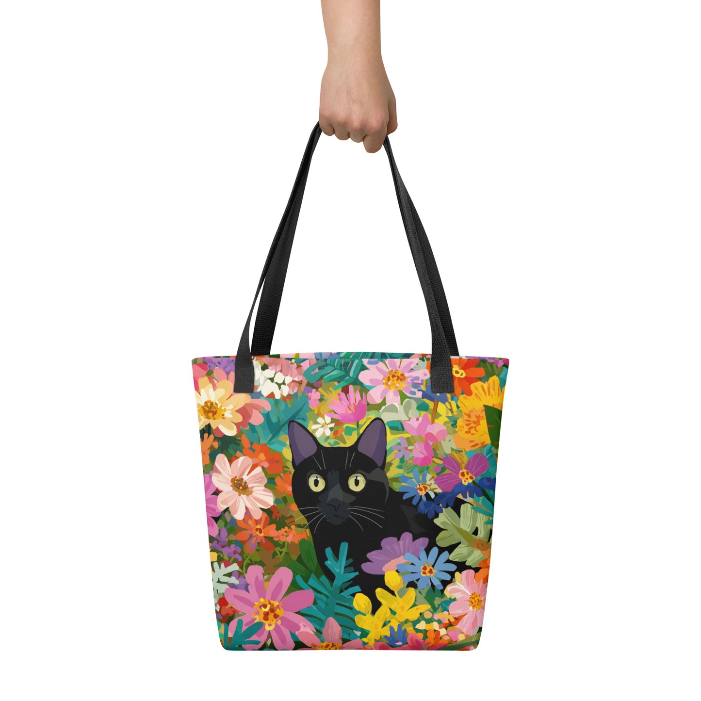 Tote Bag Shopping "FLOWER BLACK CAT" - French Bazar - 6545477_4533