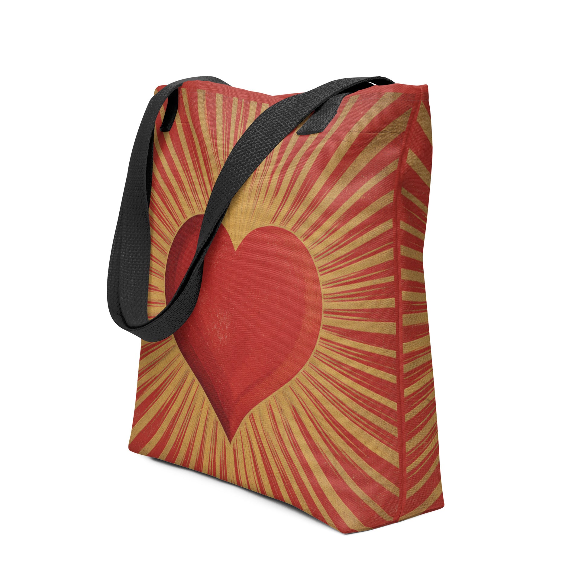 Tote Bag Shopping "RED AND GOLD HEART" - French Bazar - 6826287_4533