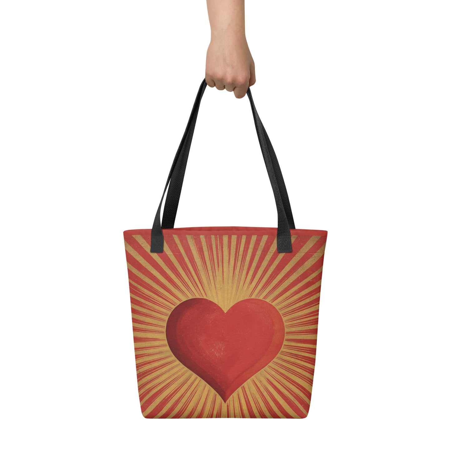 Tote Bag Shopping "RED AND GOLD HEART" - French Bazar - 6826287_4533