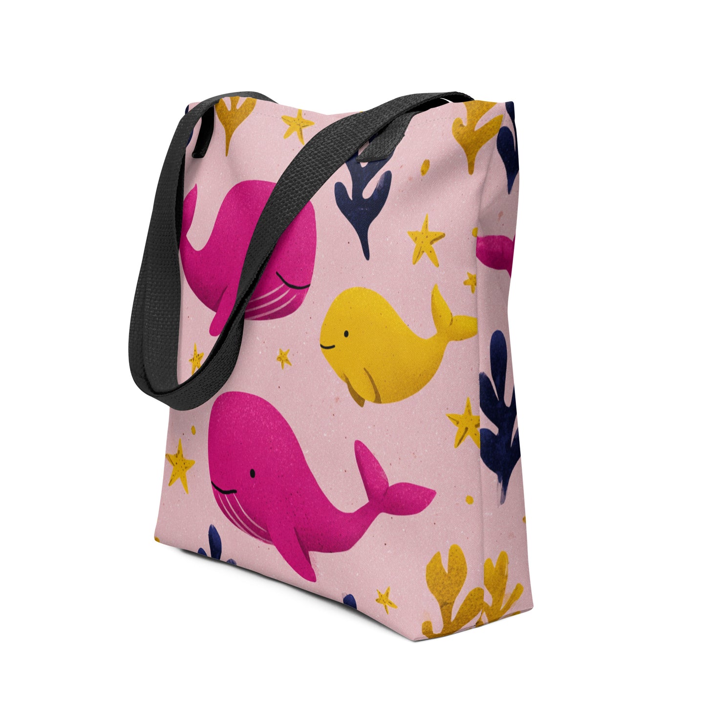 Tote Bag Shopping "BALEINES ROSES ET DAUPHIN JAUNE" - French Bazar - 3131187_4533