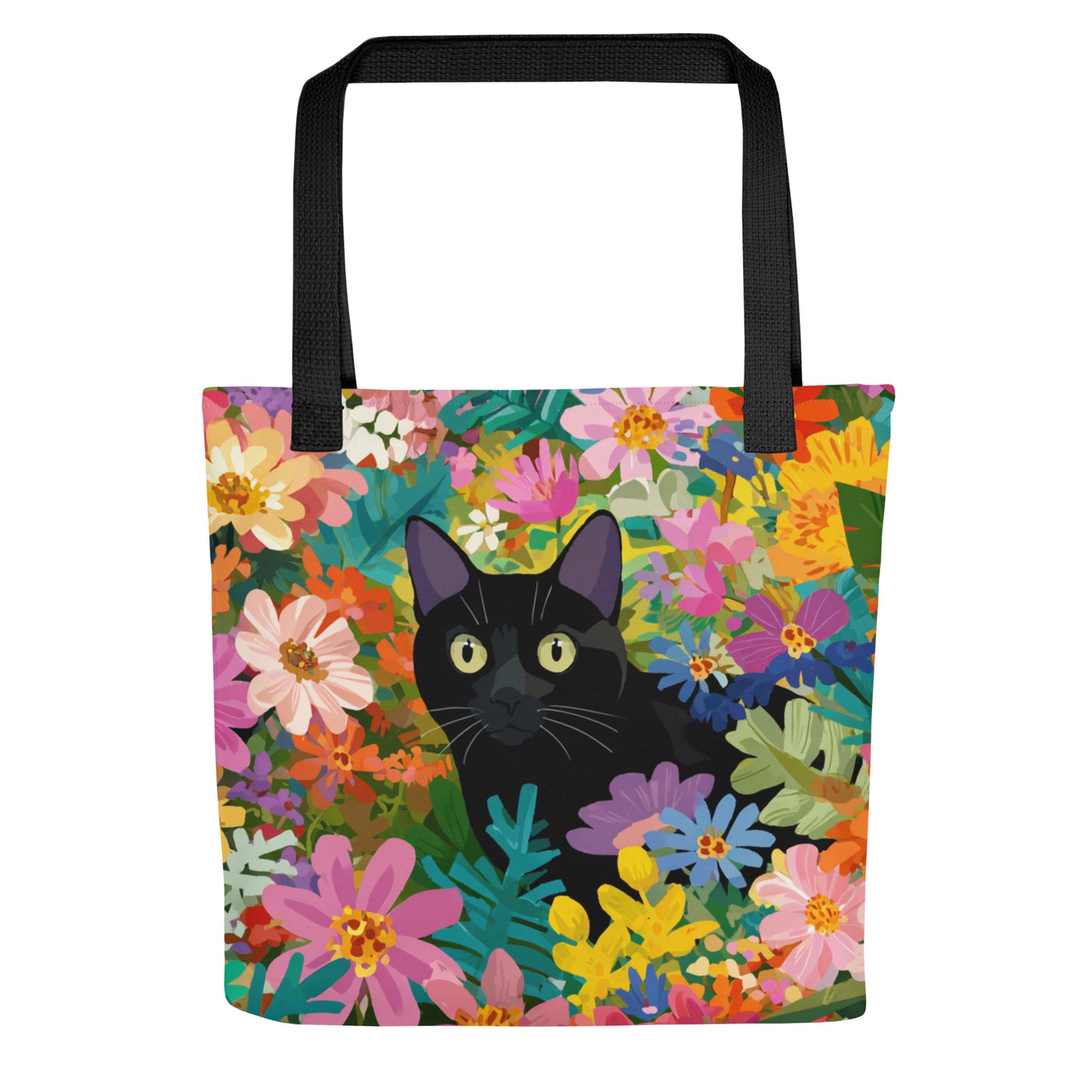 Tote Bag Shopping "FLOWER BLACK CAT" - French Bazar - 6545477_4533