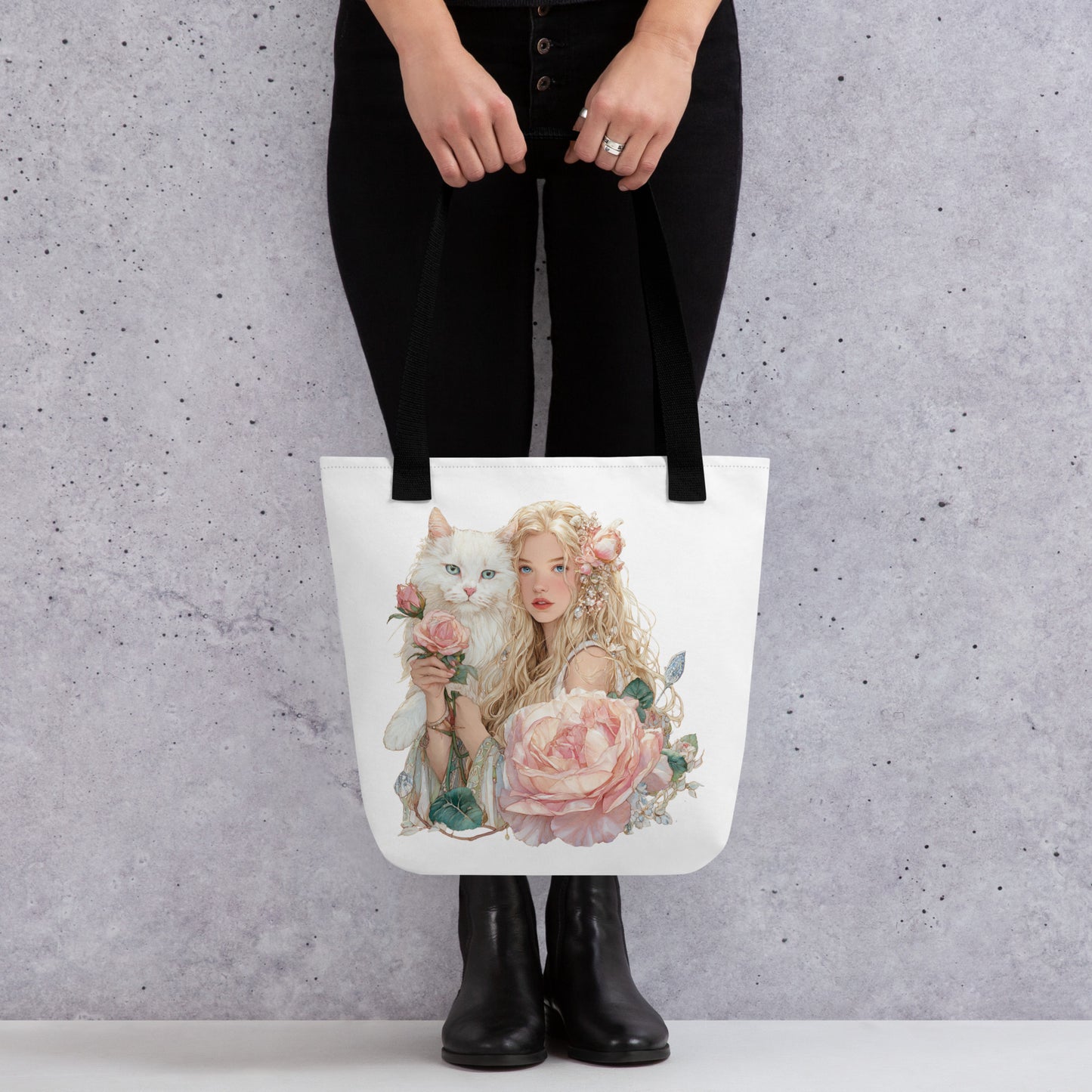 Tote Bag Shopping "JEUNE FILLE AU CHAT" - French Bazar - 9929426_4533