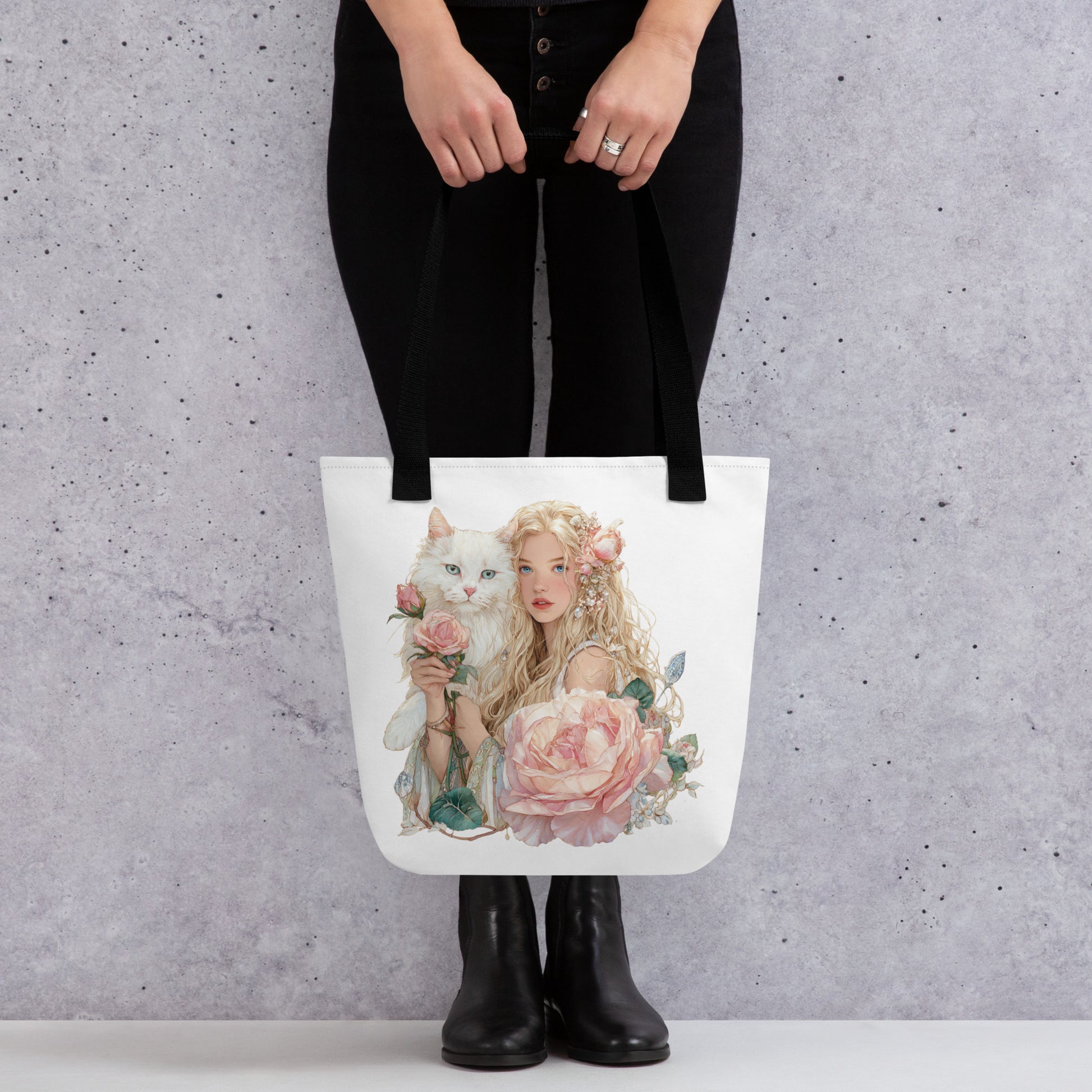 Tote Bag Shopping "JEUNE FILLE AU CHAT" - French Bazar - 9929426_4533