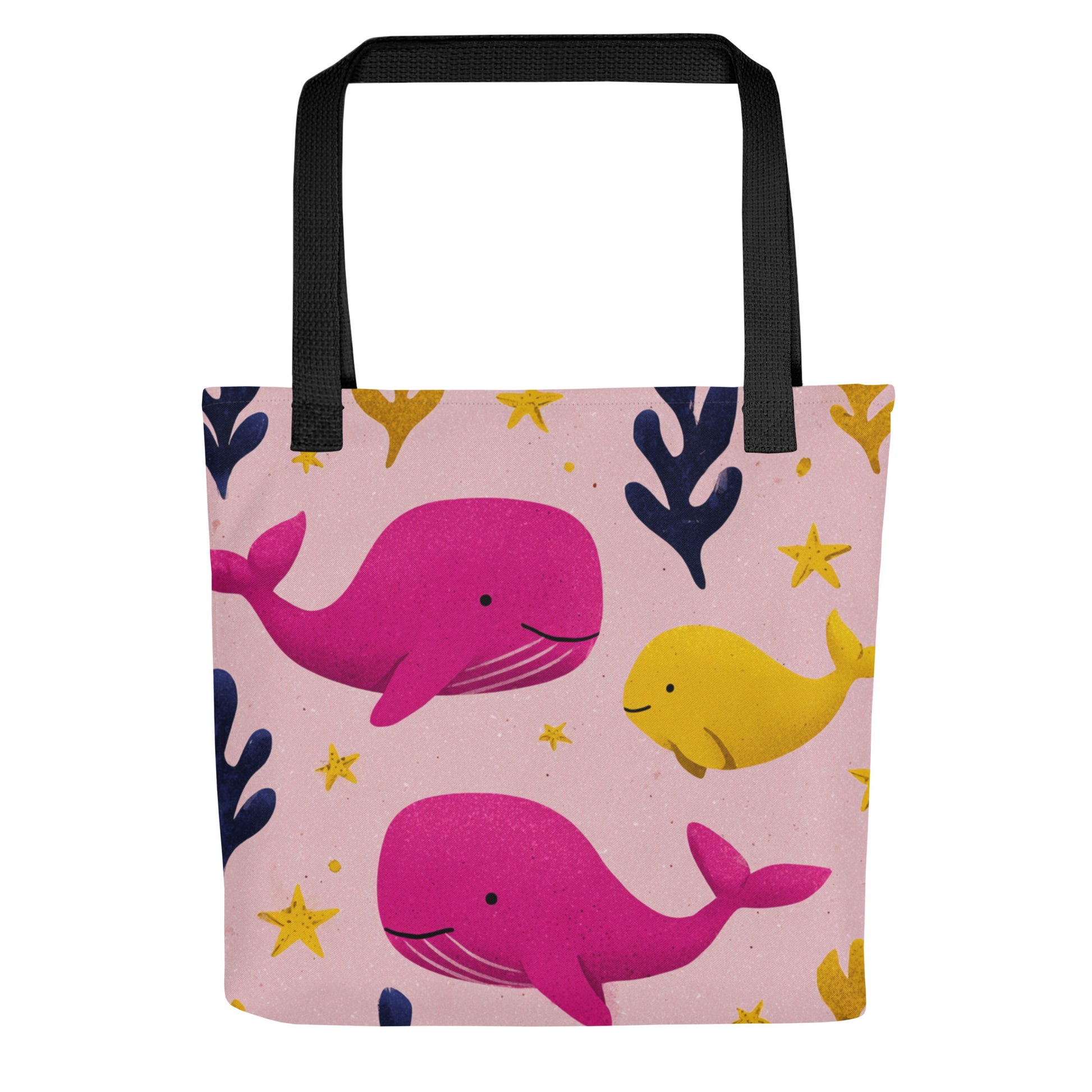 Tote Bag Shopping "BALEINES ROSES ET DAUPHIN JAUNE" - French Bazar - 3131187_4533