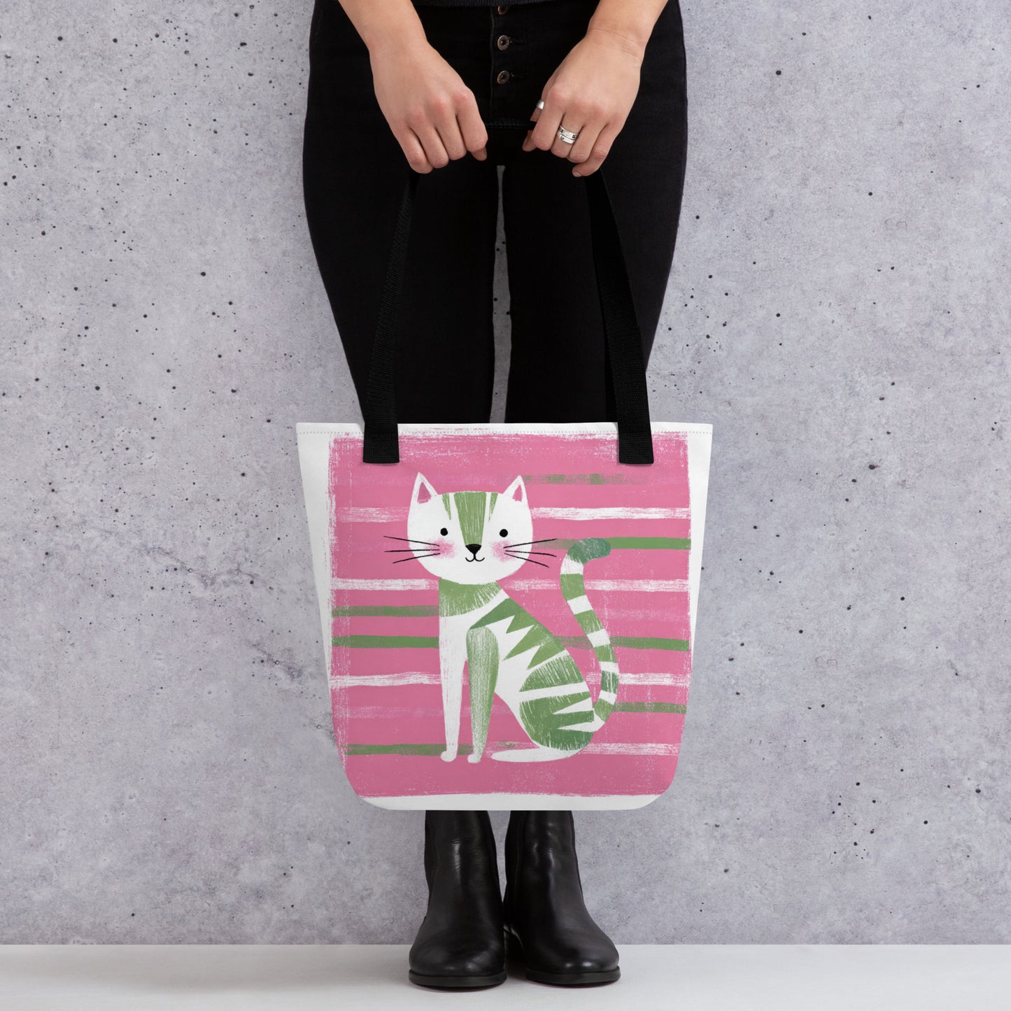Tote Bag Shopping "GREEN CAT"