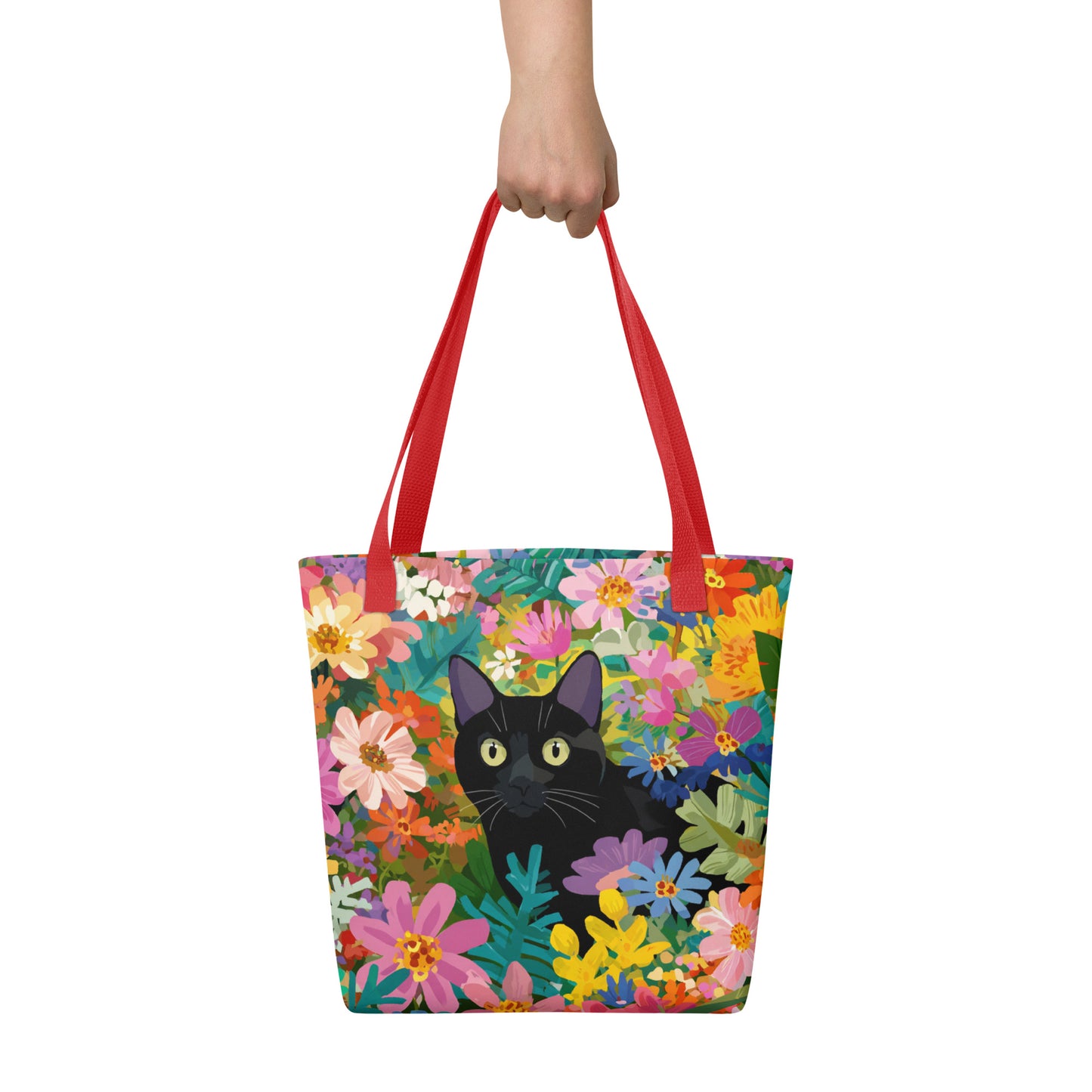 Tote Bag Shopping "FLOWER BLACK CAT" - French Bazar - 6545477_4533