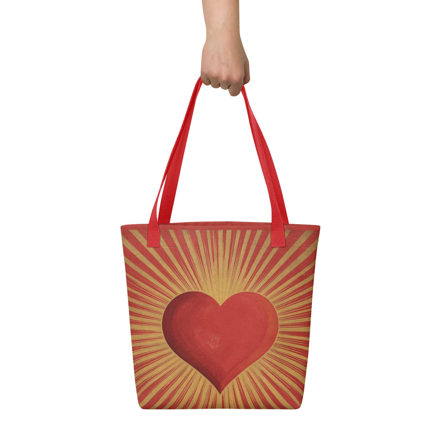 Tote Bag Shopping "RED AND GOLD HEART" - French Bazar - 6826287_4533
