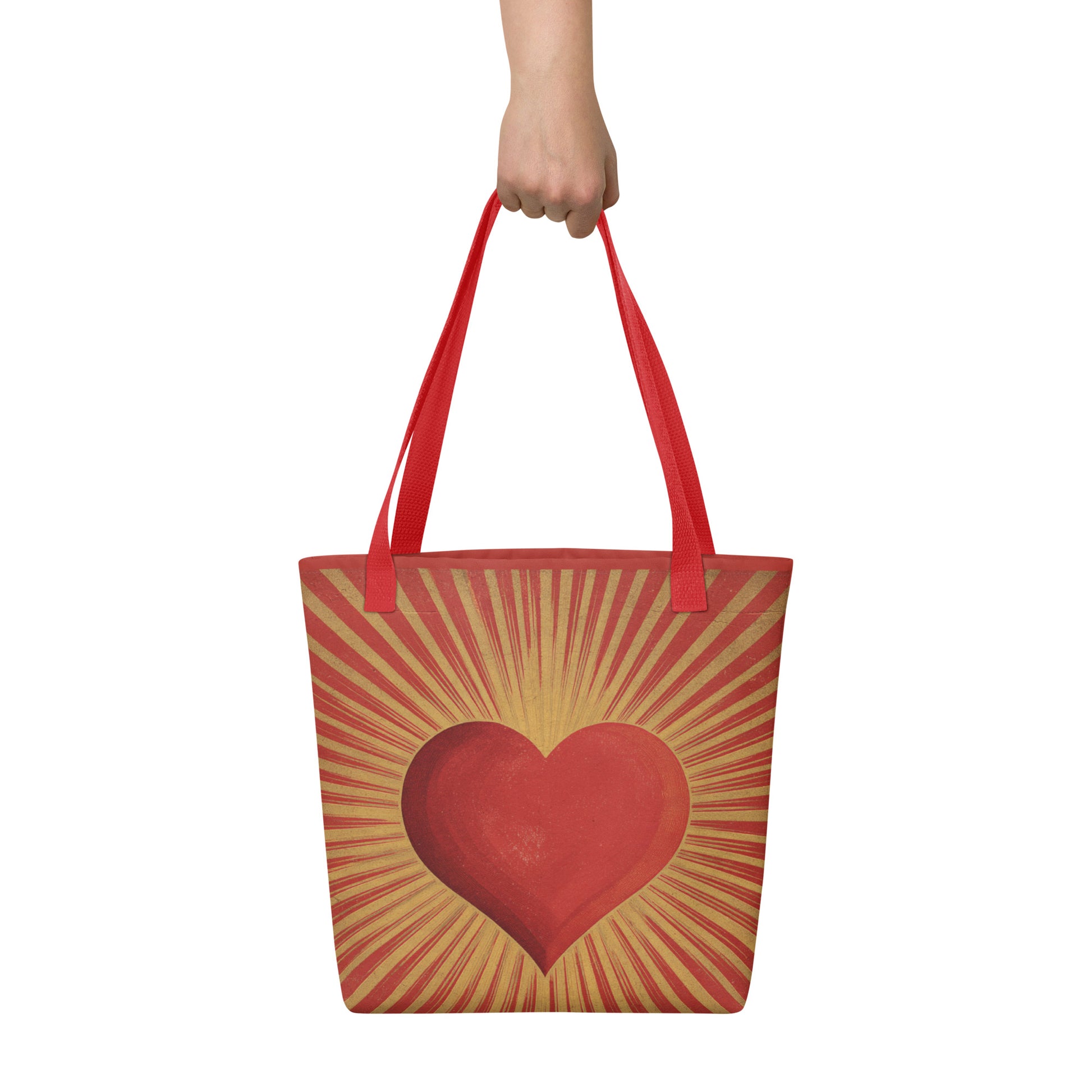 Tote Bag Shopping "RED AND GOLD HEART" - French Bazar - 6826287_4533