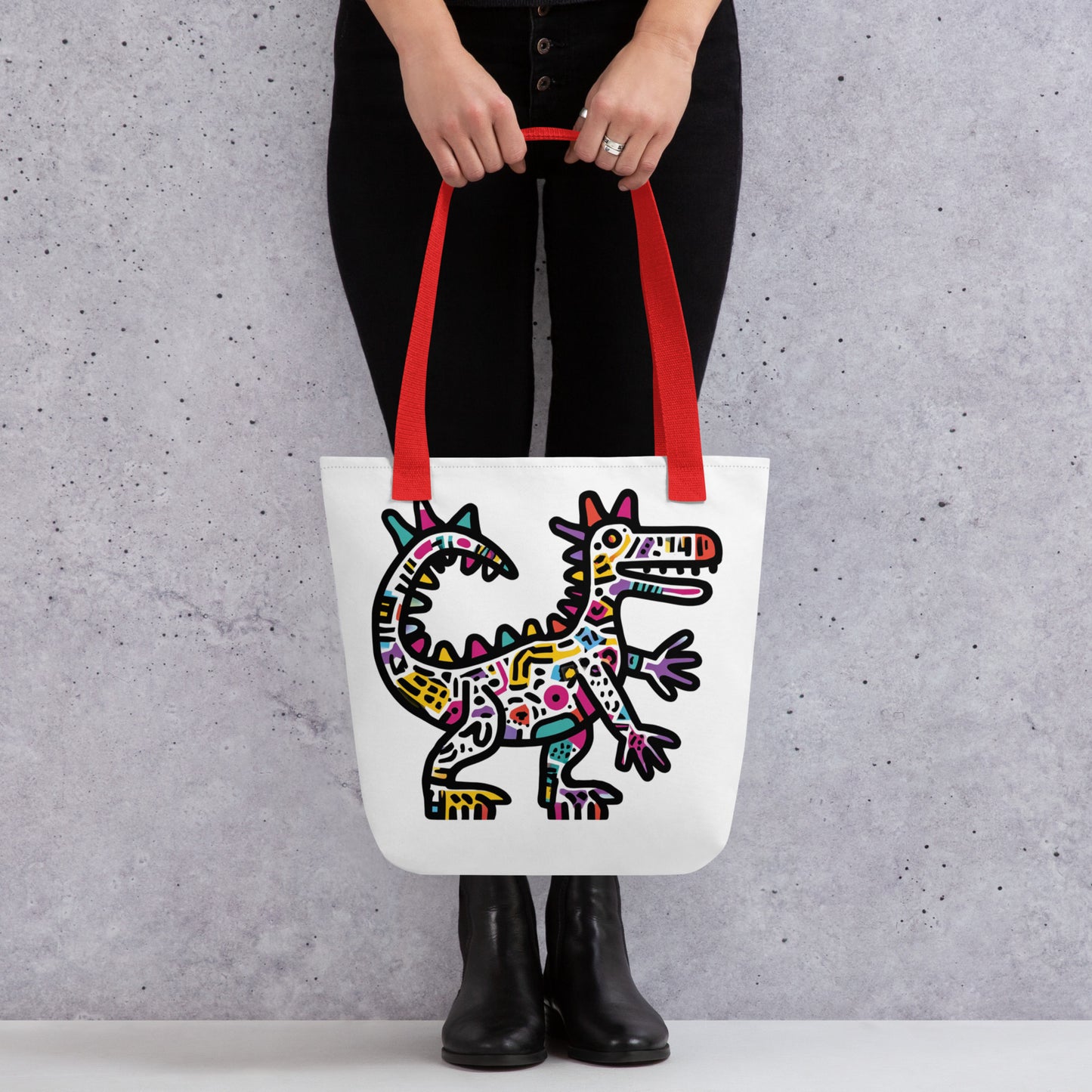 Tote Bag Shopping "KEITH HARING STYLE DINOSAUR" - French Bazar - 1583402_4533