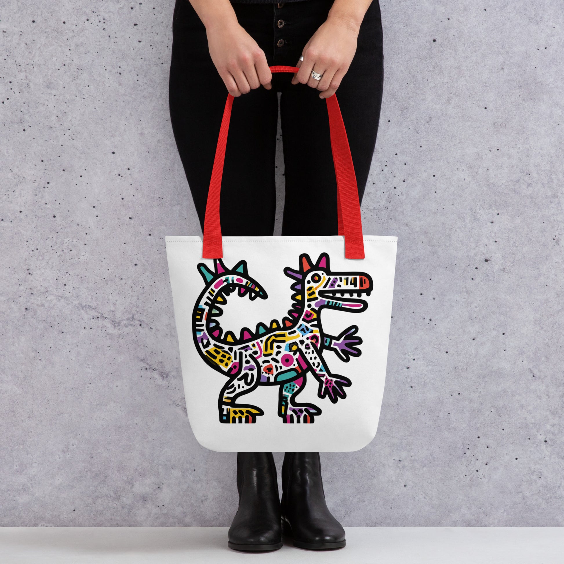 Tote Bag Shopping "KEITH HARING STYLE DINOSAUR" - French Bazar - 1583402_4533