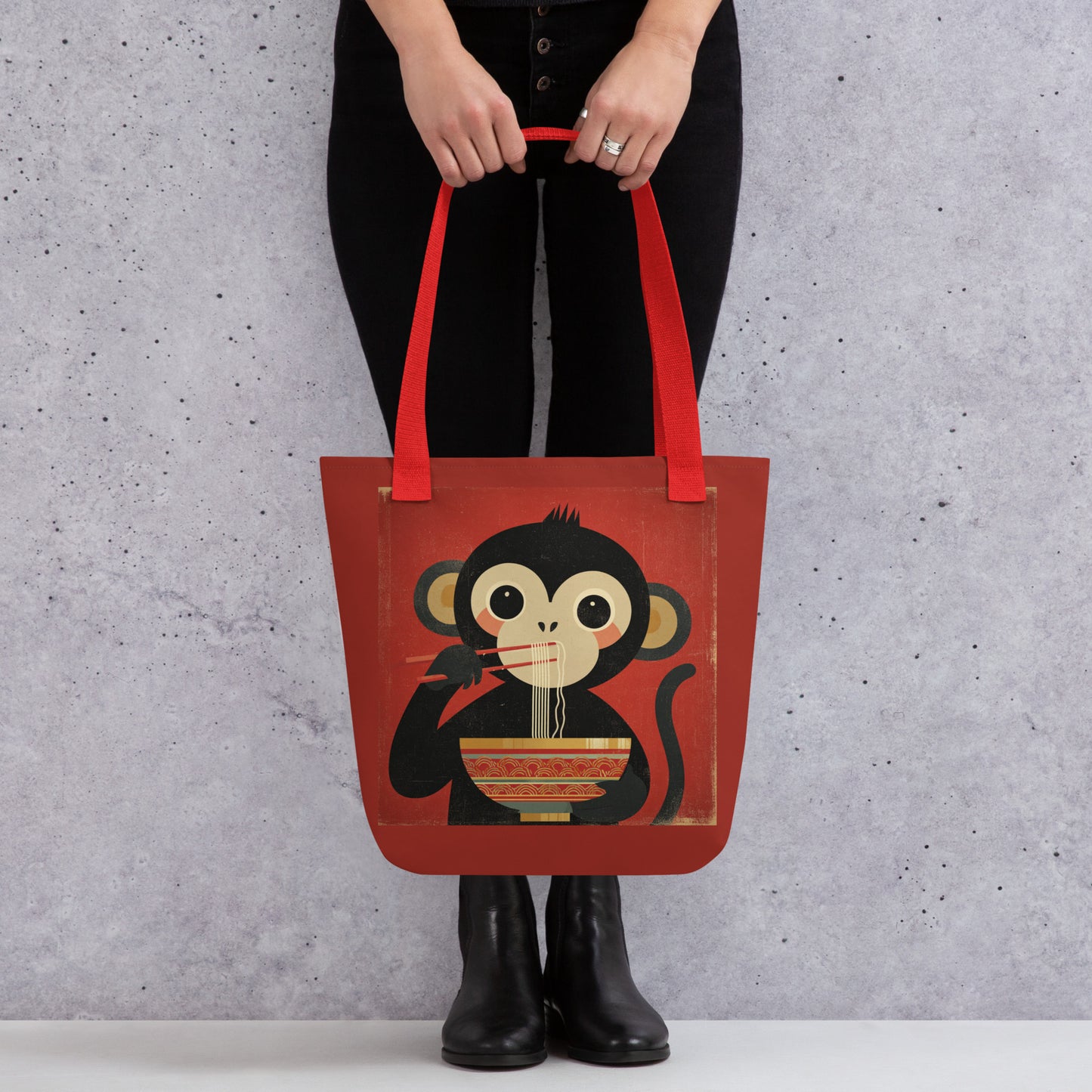 Tote Bag Shopping "MONKEY EATING NODDLES" - French Bazar - 9996429_4533