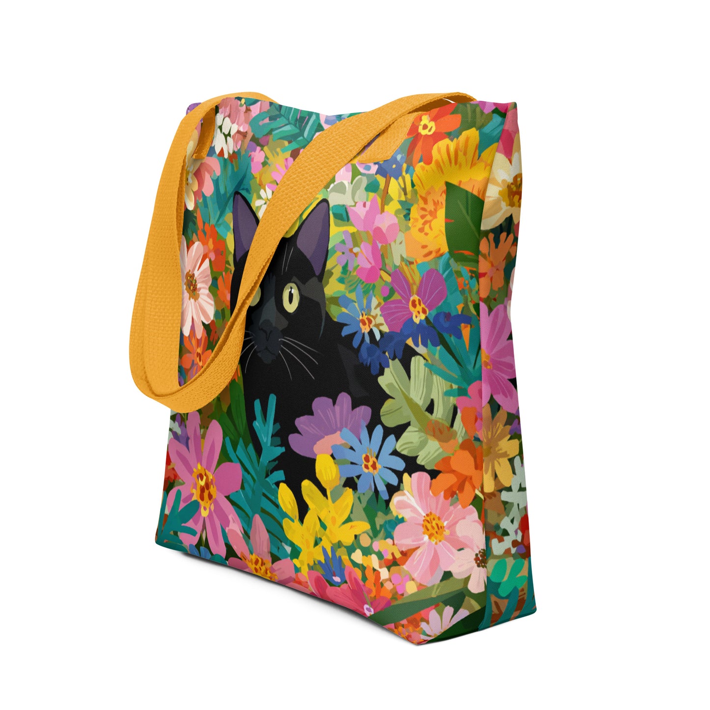 Tote Bag Shopping "FLOWER BLACK CAT" - French Bazar - 6545477_8905