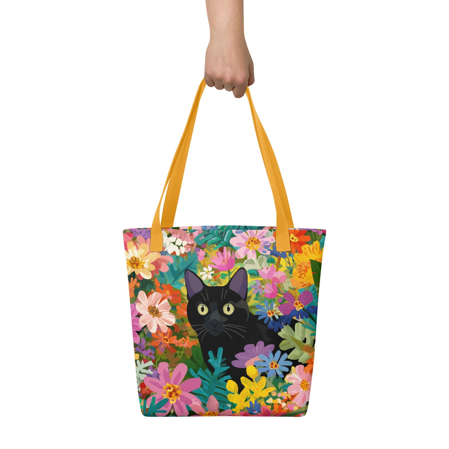 Tote Bag Shopping "FLOWER BLACK CAT" - French Bazar - 6545477_4533