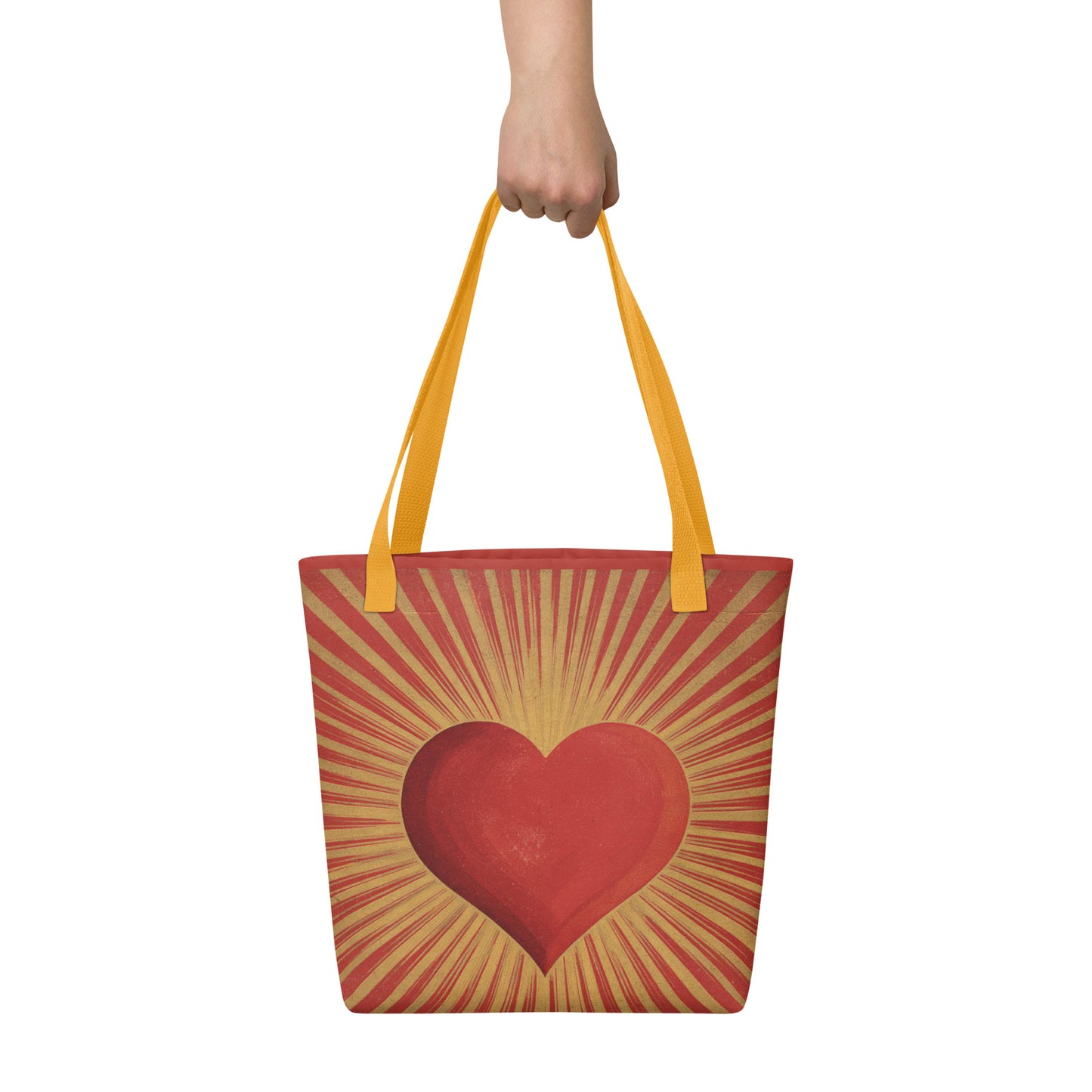 Tote Bag Shopping "RED AND GOLD HEART" - French Bazar - 6826287_4533